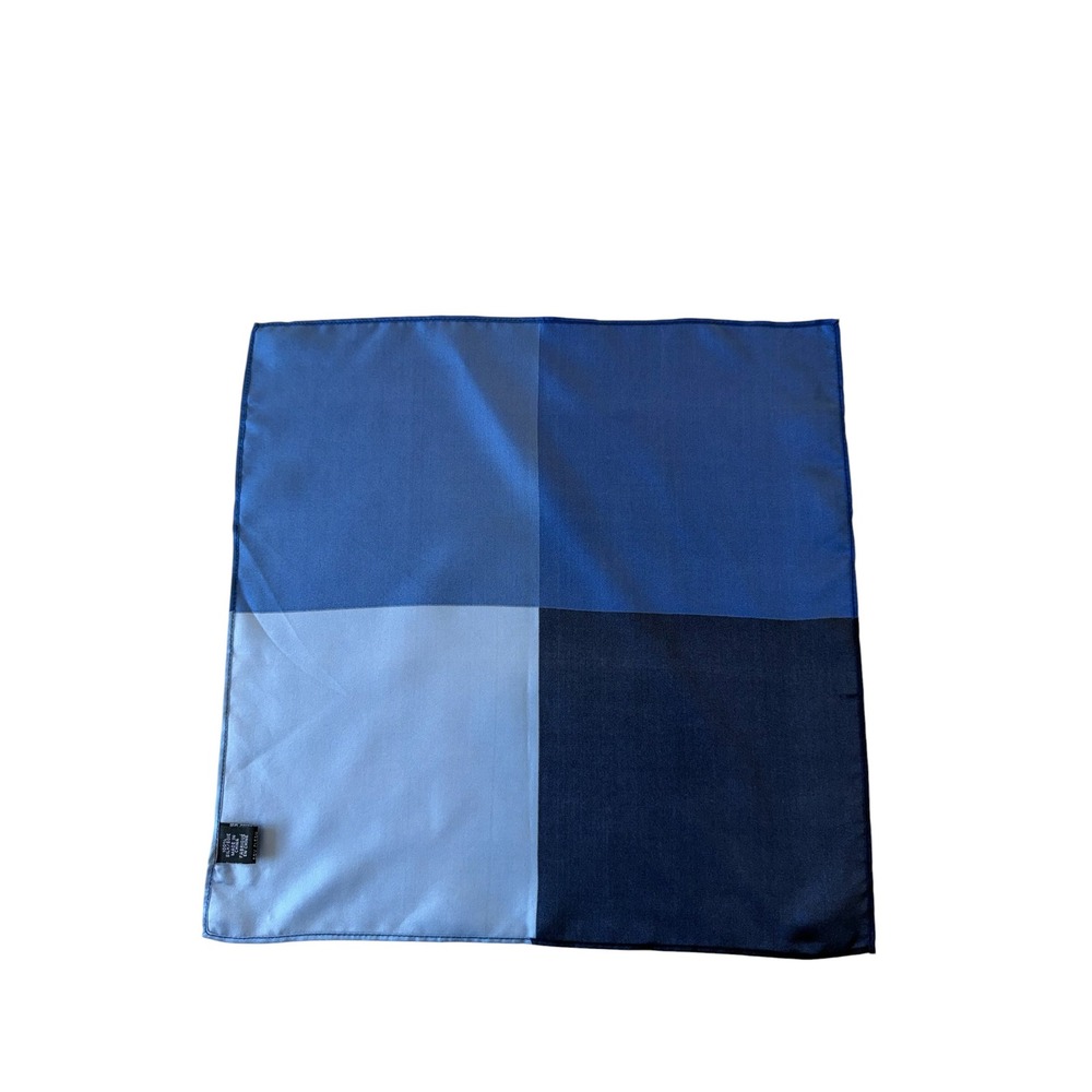 Mens Blue Multicolor Color‎ Block Silk Pocket Square, Formal Suit Accessory